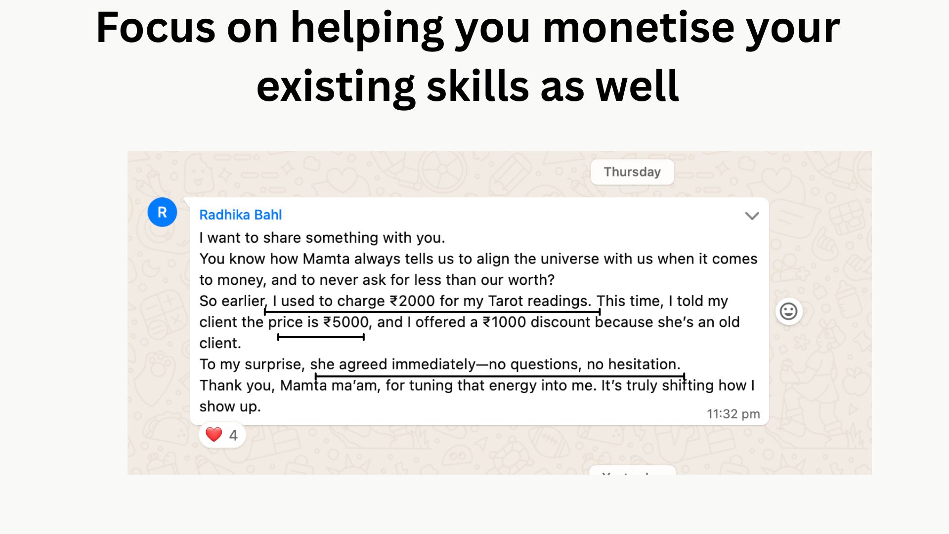 Student testimonial screenshot