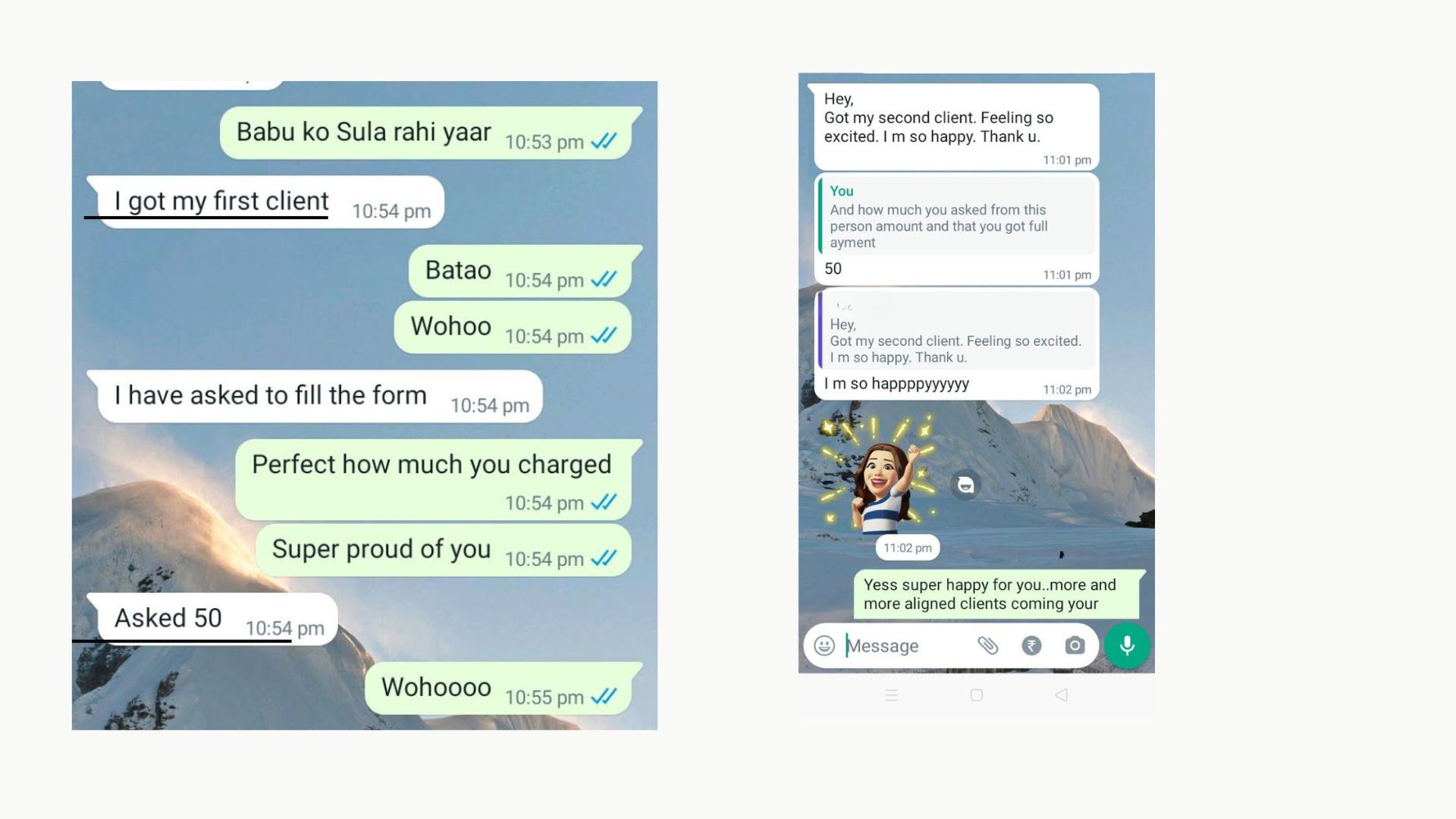 Student testimonial screenshot